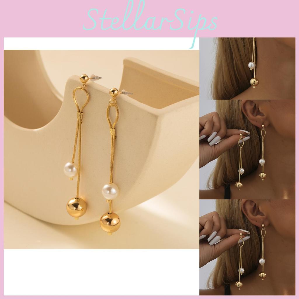 Trendy Fall 2023 Street Style Earrings Asymmetrical Faux Pearl Dangles