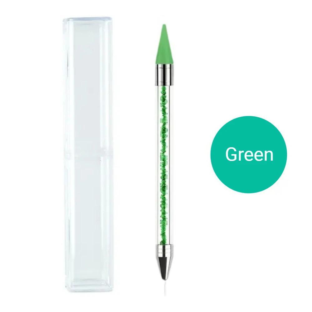 Rhinestones Gem Picking Picker Manicure Drill Pencil Silicone Head Tool Nail Art Dual Heads Acrylic Design Metal Dotting Wax Pen