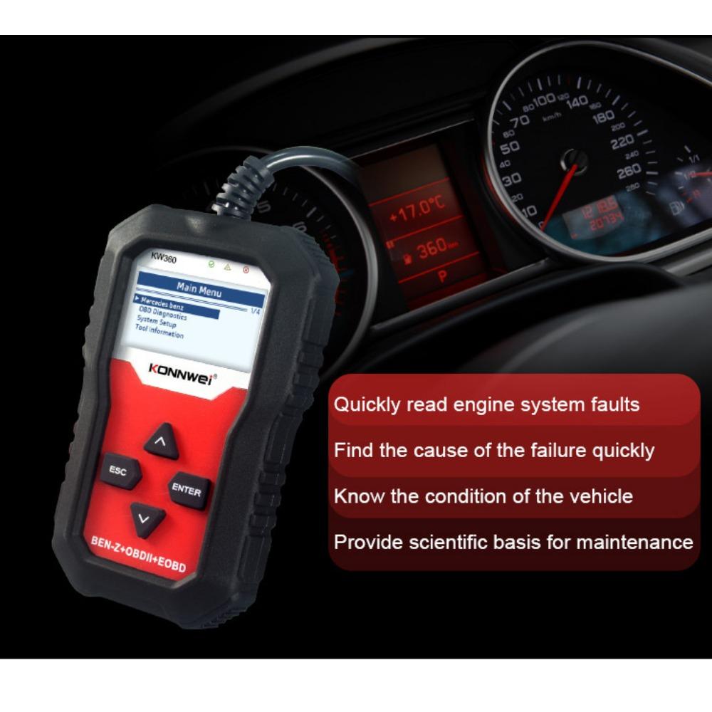 KONNWEI KW360 Full Systems OBD2 Scanner for Benz Professional Car Diagnostic Tool for C300 W204 W205 W211 ABS Airbag Oil Reset