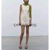 Spring New Women's Clothing Classic Style Plain Stitch A- Line Hem Sleeveless Round Neck Short Dress 9598019