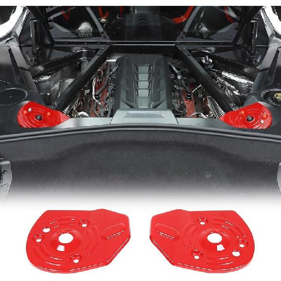 Hinterer Federbeindom-Abdeckung Kompatibel mit Chevrolet Corvette C8 Stingray 2020-2024, ABS Motorraum Hinterer Stoßdämpferdom Schutzplatten-Abdeckung