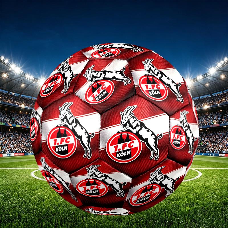 FC Koln Print Size 5 Soccer Ball, PU Wear Resistant Football for Match Training and Daily Practice, Birthday Gift for Soccer Fans