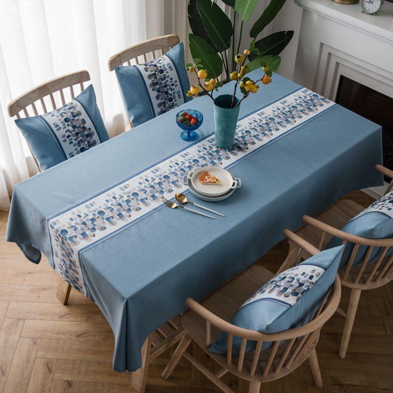 

Скатерть в скандинавском стиле, легкая роскошь, хлопок-лен, с цветочным принтом, во французском стиле Rain Flower Stone-Blue 120*120cm