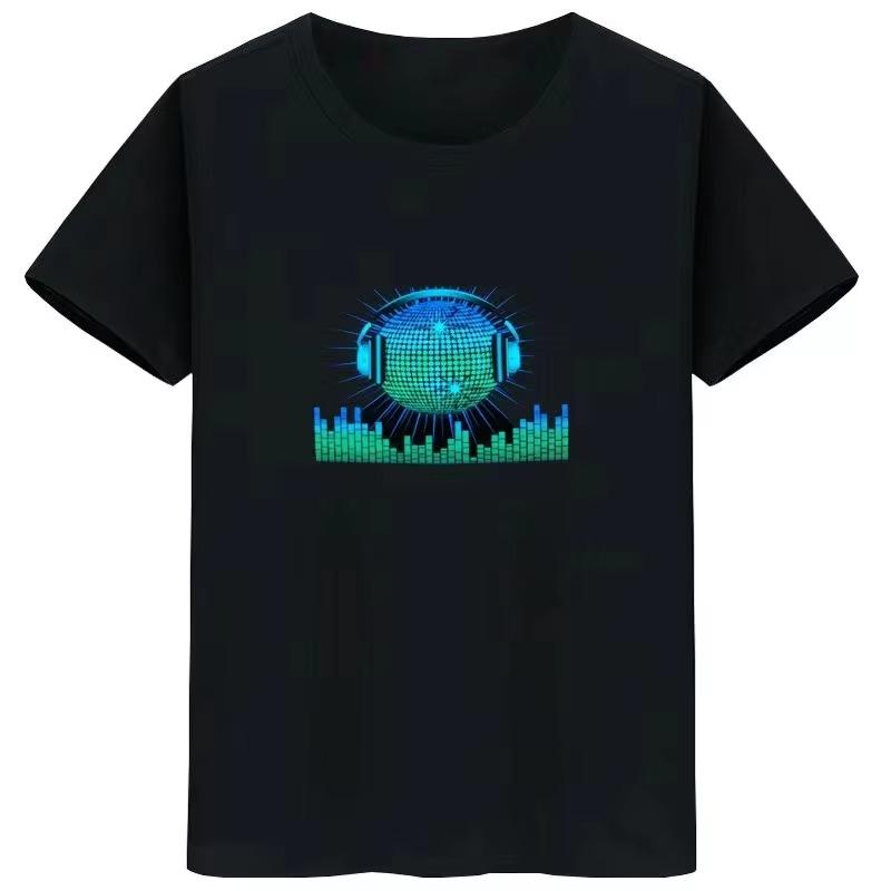 Music Themed Stylish Graphic TShirt Casual Daily Short Sleeve Tee Unique Audio Spectrum Charging Icon Guitar EleUnisext Design