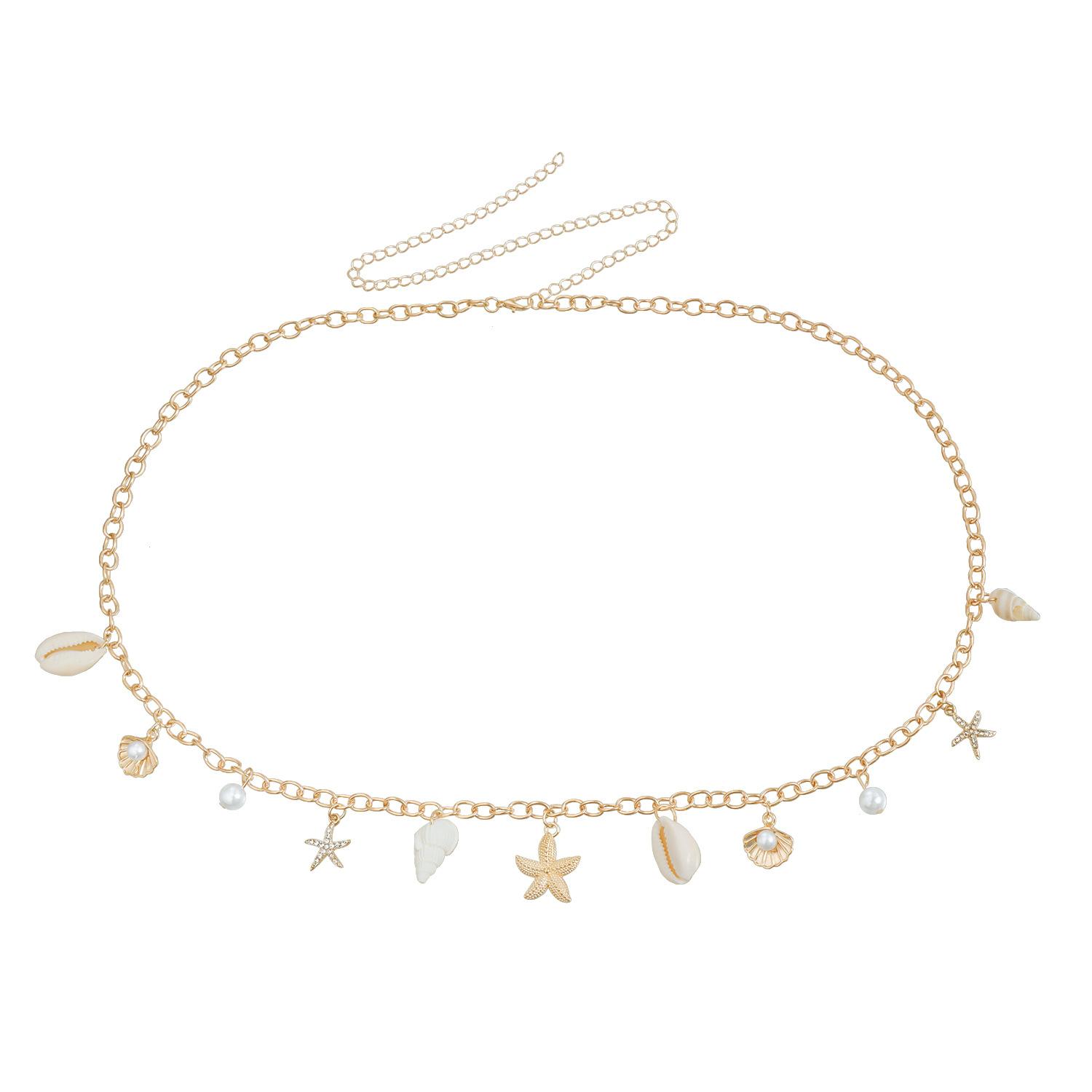 

Summer Beach Casual Vacation Wind Waist Chain Ocean Wind Shell Element Bikini Waist золотой