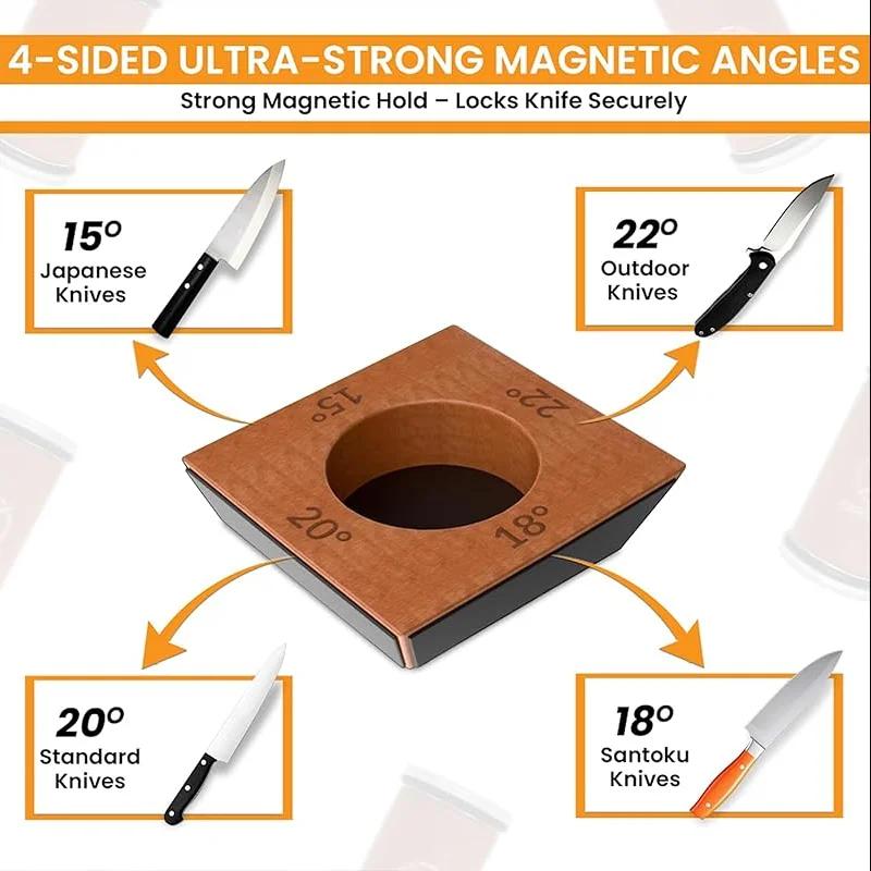 Professional Magnetic Roller Grip Knife Rolling Sharpener with 15 18 20 22 Degree Sharpening Angle 2Disc Stone for Family Hotels