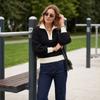 Women's Color Block Half-Zip Turtleneck Knit Sweater Top for Casual Wear