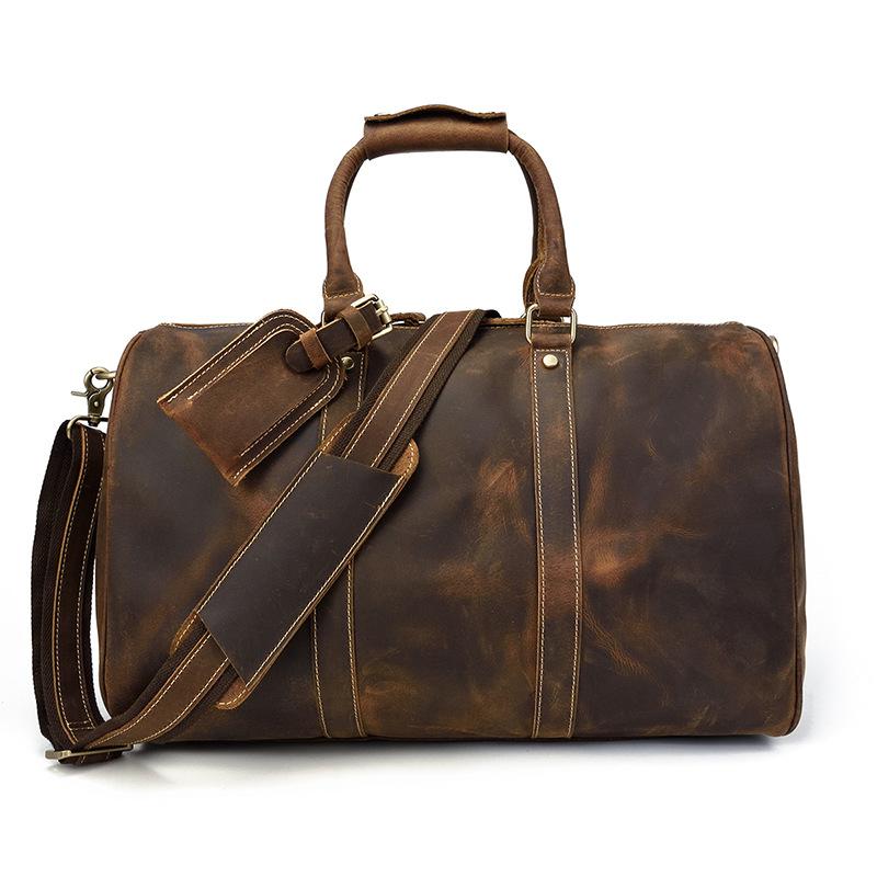 Fashion Vintage Leather Travel Hand Luggages Men's Duffle Handbags Travelling Business Tote Bag Brand Designer Bag For Men Gift