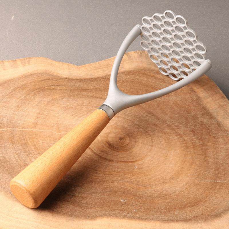 

Manual Potato Masher Aluminum Alloy Pumpkin Fruit Masher Presser with Wooden Grip (No FDA,BPA Free) Type A