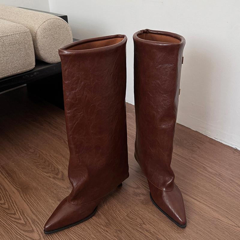 Women's High Boots High Heels Sexy Shoes Pointed Toe Luxury Dress Knee High Boots 2025 Winter Luxury Botas Para Mujer