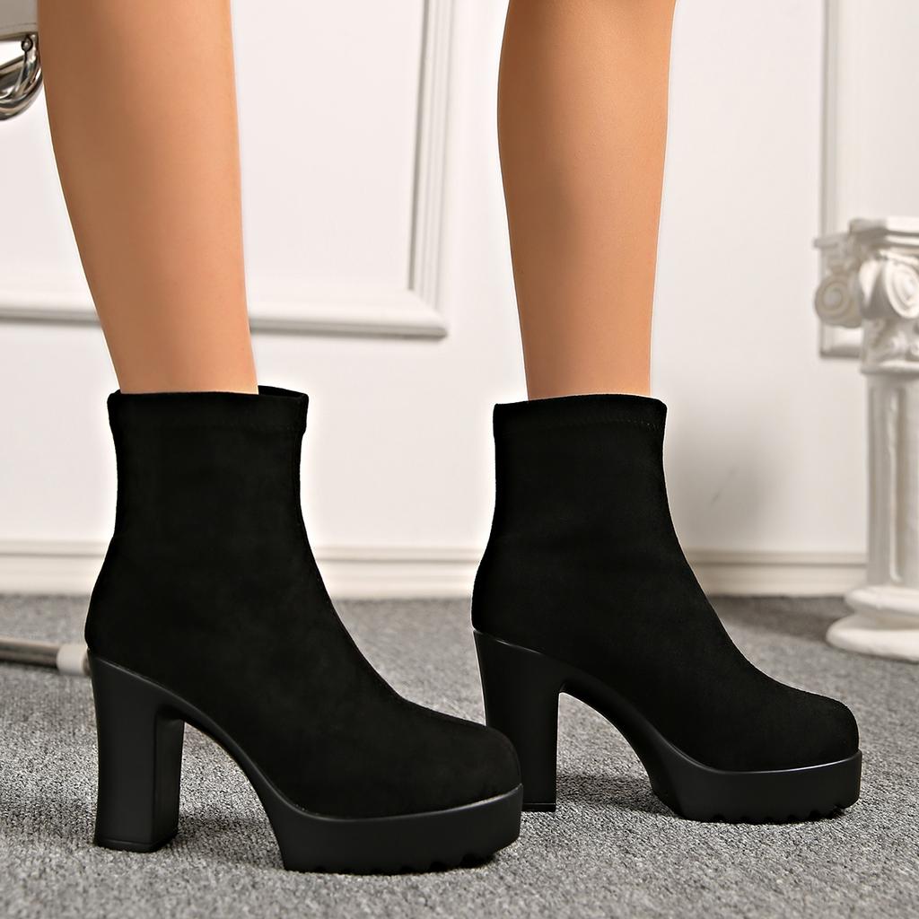 Fashionable/Comfortable New Wear-resistant Mid Length Boots Winter Round Toe Sexy/Elegant Casual Warm High-heeled Women's Boots