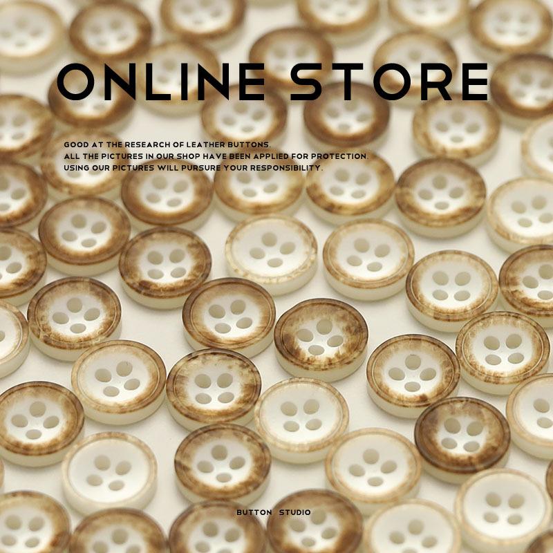 Four-Eye Resin Button Imitation Shell Coffee Edge White Button Knitted Cardigan Clothes Men'S And Women'S Shirt Sleeve Collar Top Button