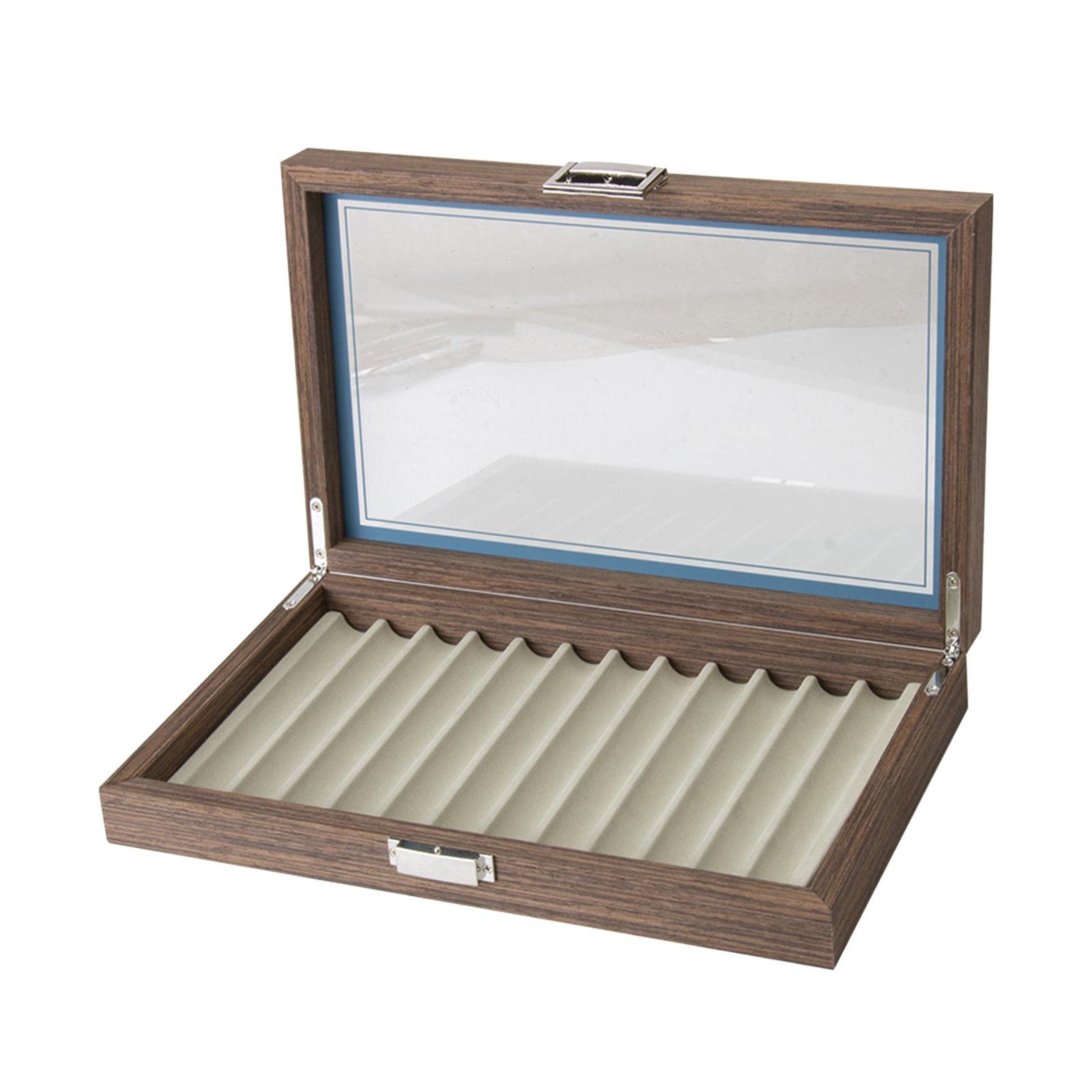 

Деревянная витрина для ручек с 12 отделениями и прозрачной крышкой