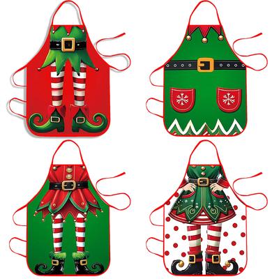 Yetişkinler İçin Noel Önlükleri Kalınlaştırılmış Önlük Tatil Noel Mutfak Önlüğü Aile Partisi Tatili İçin Önlük