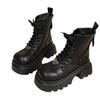 European Breathable Internet Celebrity Martin Boots Women's 2025 Autumn New Spice Girl Square Head Big Head Lace-up Thick Sole Heightening Short Boots
