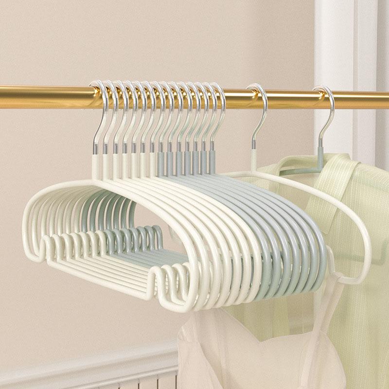 10pcs Non-Slip Coated Metal Hangers Thicken No Trace Hanger For Clothes Suit Coat Shirt Jacket Hanging Hanger with Round Notches