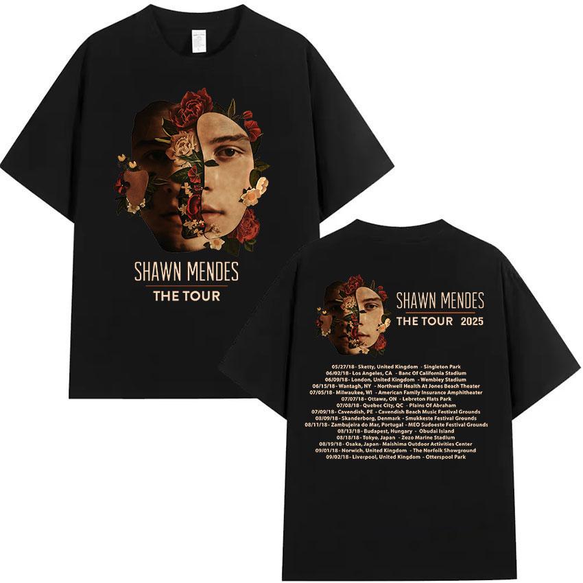 2025 Summer Shawn Mendes The Tour Print Men's Women O-Neck Fashion Cotton Short Sleeve T-Shirts 100% Pure Cotton Printed T-shirt