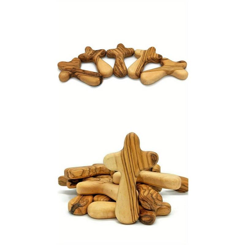 Palm Cross Olive Wood Smooth Hand Cross Wooden Prayer Cross Christ Ornaments Holding Crosses Religious Charm Necklace Pendant