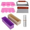 DIY Silicone Hand Made Soap Mold Set Wood Box Wavy Straight Cutter Molds Heat Shrinkage Film