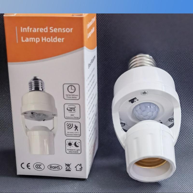 1Pc Human Body Induction Energy-saving E27 LampLED Holder Intelligent Switch Light Timing Infrared Induction Lamp Base 85-265V