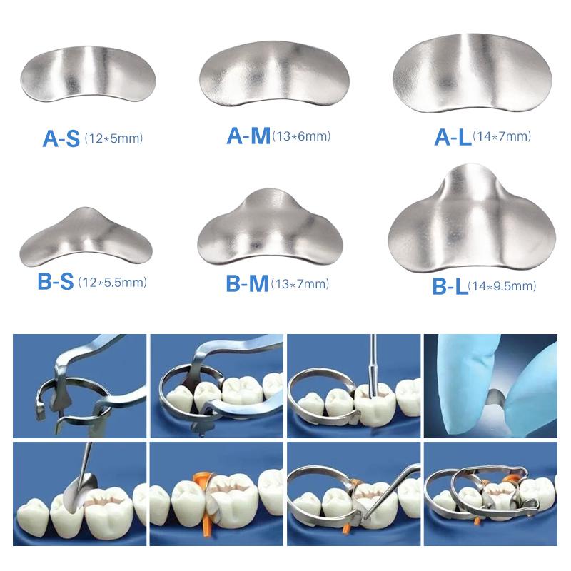 100Pcs/Set Dental Matrices Sectional Contoured Metal Matrix Bands Matrix Rings Full Teeth Replacement Dentsit Oral Care Tool