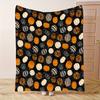 1 Comfortable Special Black Background Orange, White and Grey Pumpkin Theme Print Flannel Blanket, Stylish, Soft, Warm, Suitable