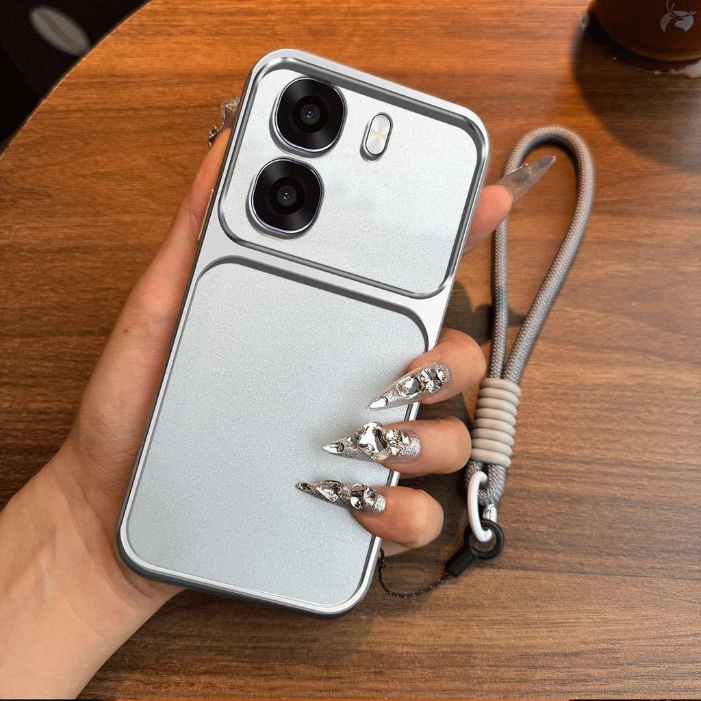 Luxury Big Window Phone Case with Lanyard for OPPO A6x 4G/5G,A6k Premium Textured Casing