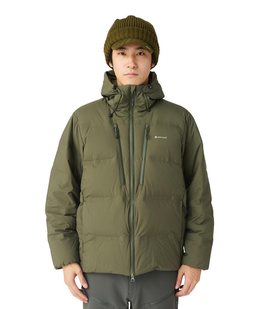 Snow Peak Seamless Hooded Down Jacket Outerwear Jacket with Down and Dark Size L SPF-JK-25AU904, Insulation, Men's Women's, Olive,