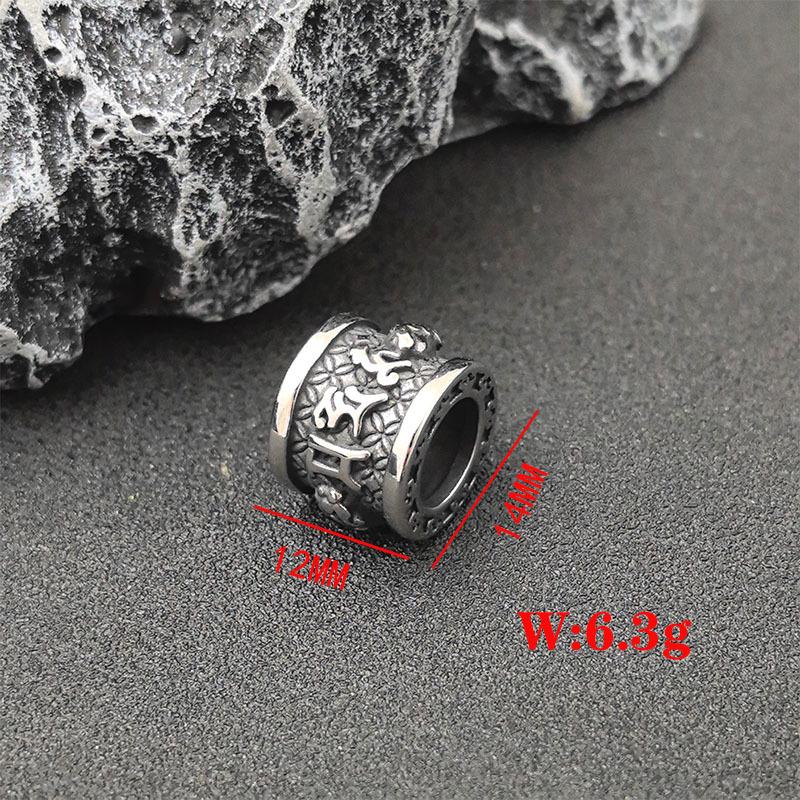 Sechs-Zeichen-Mantra Pixiu Titanstahl-Halskette für Männer - Trendiger Glücksverstärkender Perlen-Accessoire im chinesischen Stil