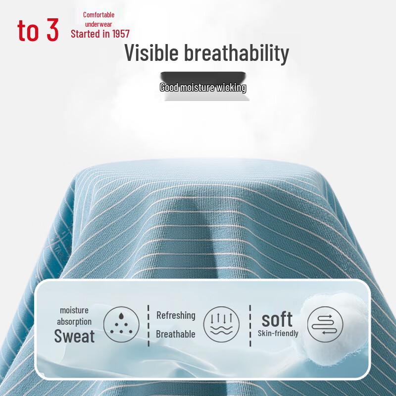 Hodo Men's 40S Cotton-Spandex Striped Boxer Briefs 3-Pack