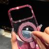 For iPhone 17 Pro Case Glitter PC+TPU Clear Mirror Kickstand Phone Cover with Compatible with MagSafe