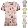 Women's Short-sleeved  V-neck Print Pocket Carer Top