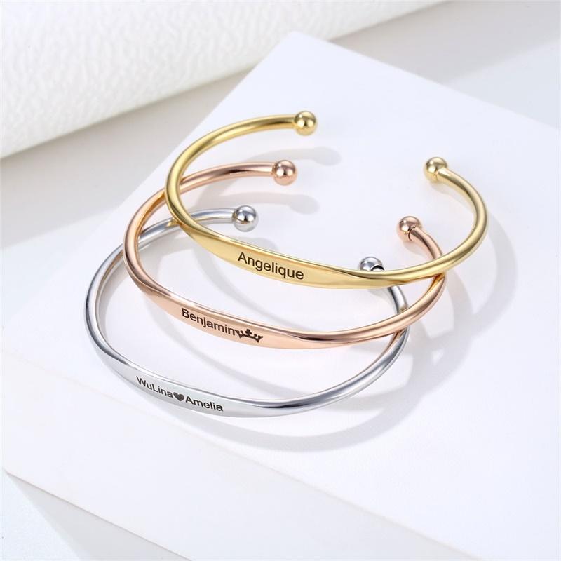1PC Personalized Engraved Custom Name Stainless Steel Bracelet Jewelry Name Words Letters Custom Bracelet & Bangle For Women