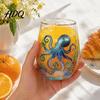 Functional Collectible Glass Cup Ocean-Themed Cup Jellyfish/Dolphins/Sea Turtles/Octopus Hand-Painted Thickened Drinking Durable Heat Resistant for