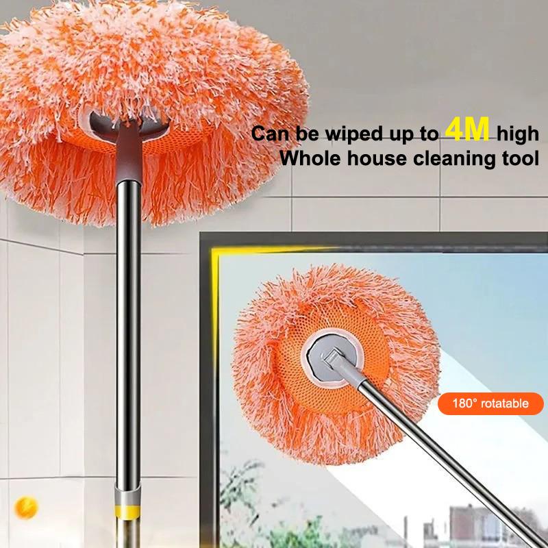 Mocio Girasole Rotante Flessibile Umido e Secco Riutilizzabile Mocio da Parete Rimozione Polvere Staccabile Rimuovi Polvere da Soffitto per Parete Soffitto