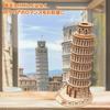 Hallisun 3D Wooden Puzzle Leaning Tower of Italy Wooden Model Building 3D Mechanical Building Kit Suitable for Adults and Kids Vintage Home Birthday