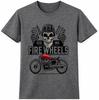 Motorcycle T Shirt Skull Rider Fire Wheels Biker Vintage Racing Graphic Tee