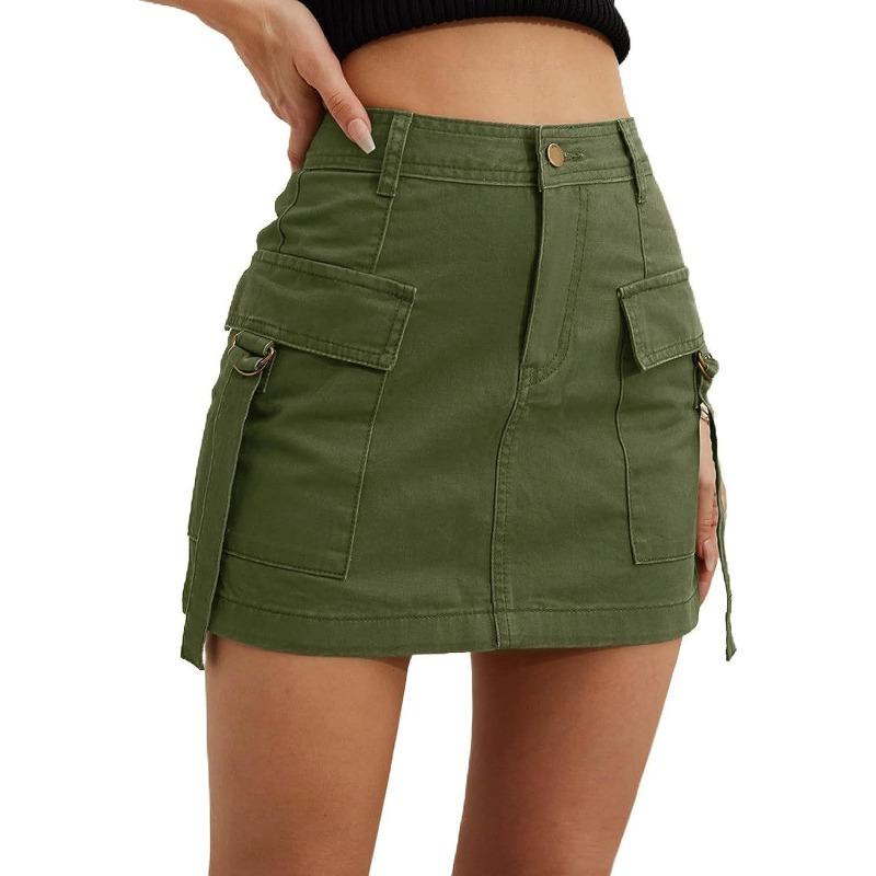 Fashion Summer Women's Short Cargo Skirts Pockets Solid Color Mini Casual Hip Lift Ladies Skirts Ladies Elegant Slim Fit Clothing