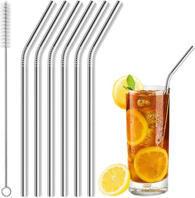 6 Pcs Stainless Steel Straws, Reusable Metal Straws for 30 Oz & 20 Oz Tumblers Cups Mugs Cold Beverage, Free Cleaning Brush Incl