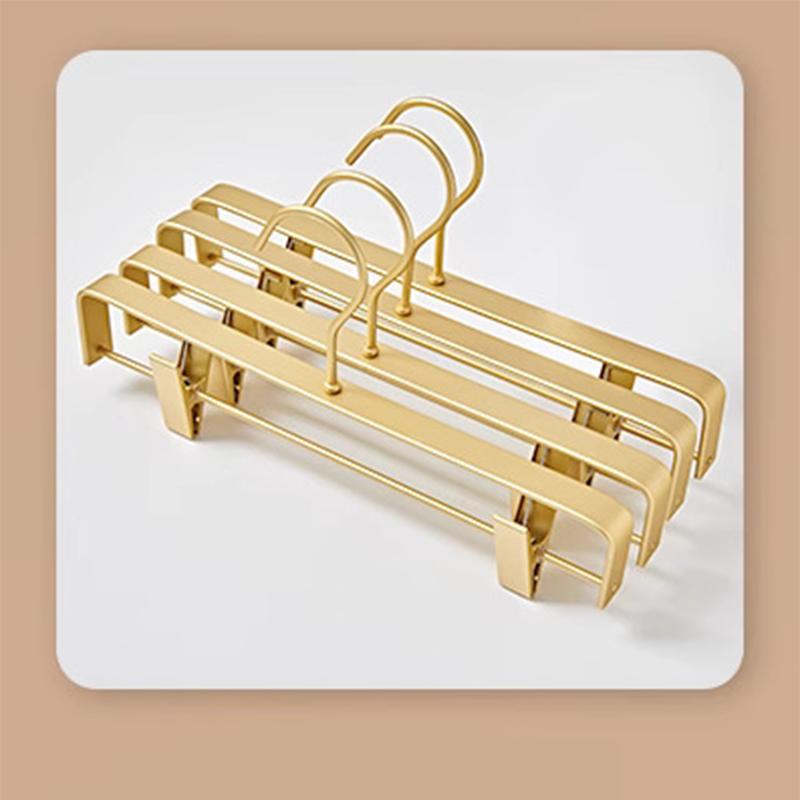 5PCS Gold Metal Trouser Racks,Space Aluminum Durable Thickened Storage Rack with Clips for Skirts,Light Luxury Pants Hangers