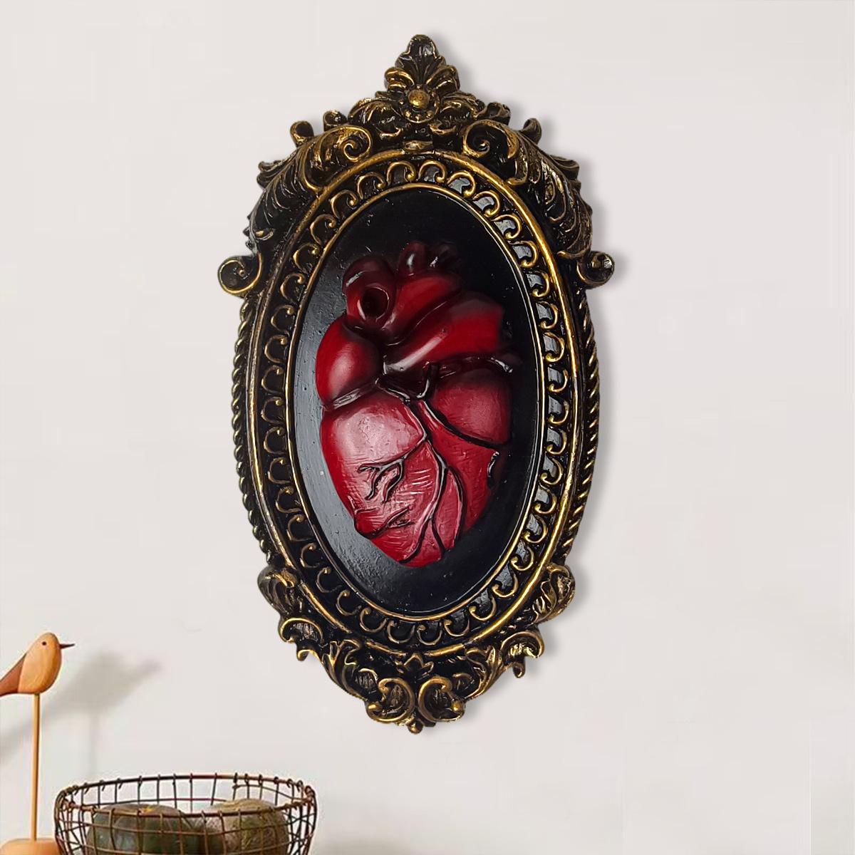 

New Halloween Resin Craft Heart Hanging Board Gothic Style Wall Hanging Decoration Office Home Decoration Statue Ornament Gift