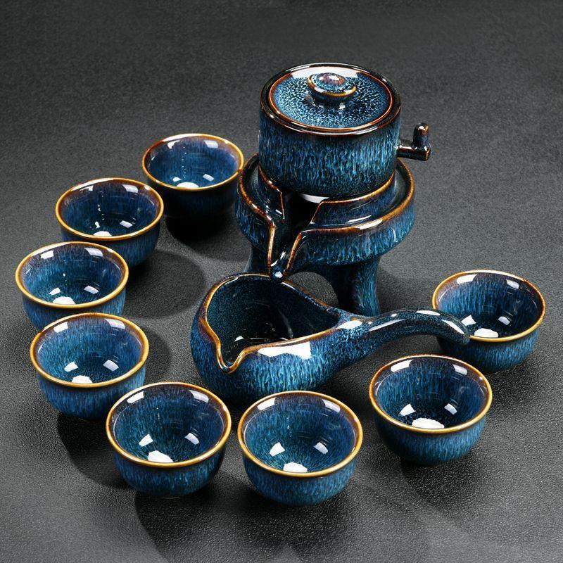 Set de 8 bucăți Seturi de ceai semi-automate Set de ceai din lut violet din ceramică chinezească Ceai de ceai Set de ceainic Kung Fu