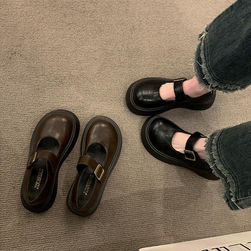 Fashion and lightweight platform small leather shoes for women to wear new single shoes, spring and autumn retro Mary Jane shoes