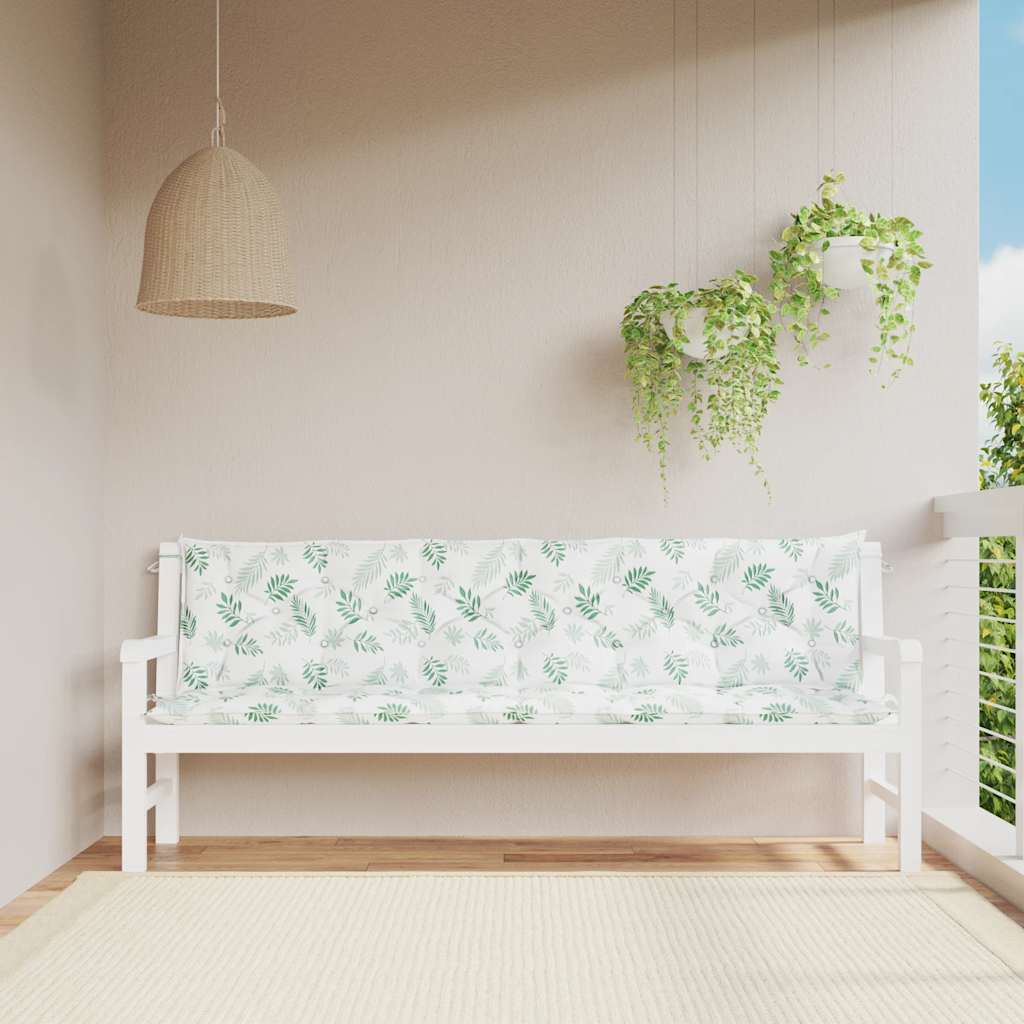 Garden Bench Cushions 2 pcs Leaf Pattern 200x50x7 cm Fabric