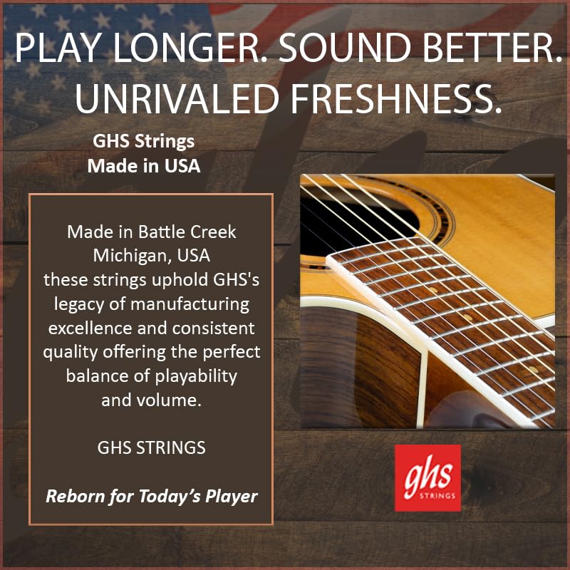 ghs VINTAGE BRONZE Acoustic Guitar Strings, Light, 12-54, VN-L