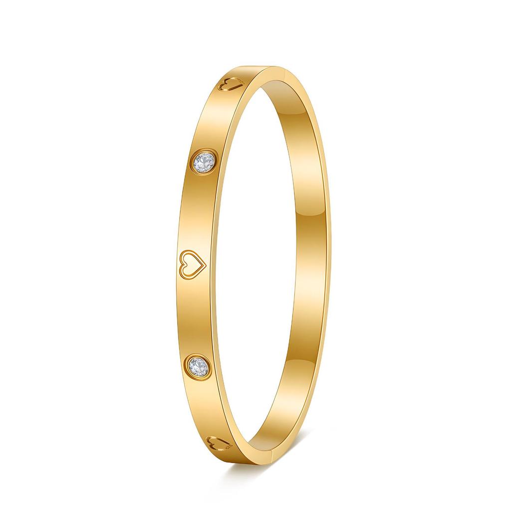 European & American Style Women's Diamond Design Stainless Steel Ring Bracelet Set - Light Luxury, Four-Piece Collection.