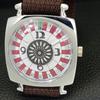 VINTAGE REFURBISHED HAND-WINDING ROULETTE SWISS MENS WHITE DIAL WATCH a700917-5 R205a-a700917