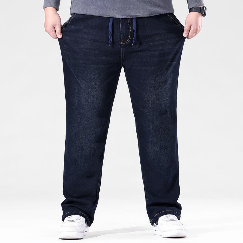 2025 Plus Size High-Stretch Loose Straight-Leg Jeans for Men - Autumn High Waist Dad Pants