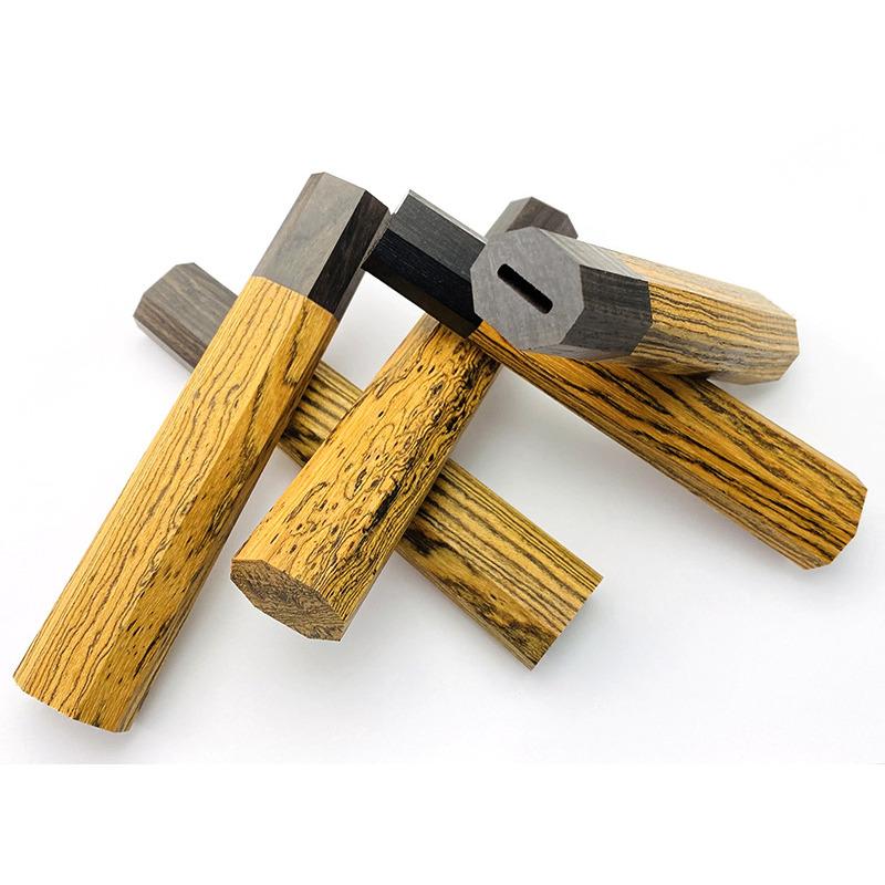 1piece Golden Sandalwood+ Ebony Octagonal Knife Handle for DIY Semi-finished Damascus Knife Handle Material Kitchen Knife Handle