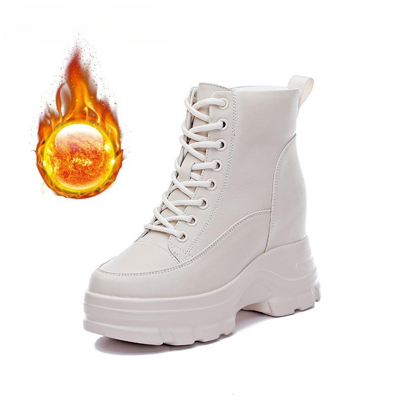 Women's Boots Increase The Inner Height of Autumn and Winter Plus Velvet Short Boots